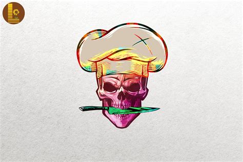 skull chefs hat cooking  knive  mulew art thehungryjpeg