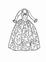Coloring Pages Dress Fashion Doll Barbie Clothes Dresses Gown Christmas Drawing Color Ball Getdrawings Carol Getcolorings sketch template