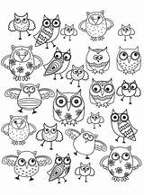 Doodle Coloring Owl Owls Pages Kids Simple Doodling Color Justcolor Print Drawing Animals Children Doodles Easy Composing Printable Style Drawings sketch template