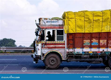 colorfully decorated indian truck  jaipur india editorial stock