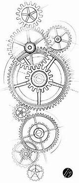 Gears Tattoo Steampunk Gear Drawing Clock Dessin Ca Montre Engrenage Health Tattoos Drawings Tatouage Cogs Horloge Geniale Pistons Biomechanical Engine sketch template