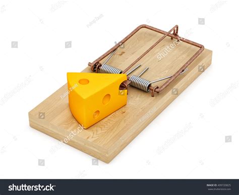 rendering rat trap cheese isolated stock illustration
