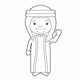 Arab Cartoon Coloring Traditional Kids Pages Uae Arabic Man Merchants Easy Emirates Bästa Alphabets Om Mario Bilder Vector Crafts Also sketch template
