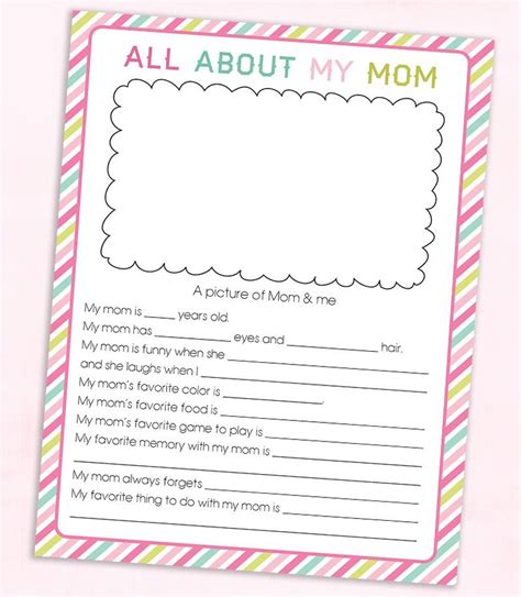 mothers day questionnaire print lillunacom fun activity