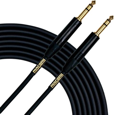 mogami gold trs trs  balanced audio patch cable  trs male plugs gold contacts straight