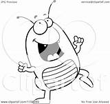 Flea Clipart Cartoon Dancing Happy Coloring Outlined Vector Thoman Cory Royalty sketch template