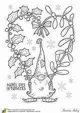 Coloring Pages Christmas Gnome Coloriage Aubry Drawing Noel Gnomes Colors Houx Vk Hugolescargot sketch template