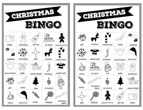 christmas bingo printable cards paper trail design