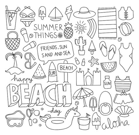 summer doodles coloring pages png  file