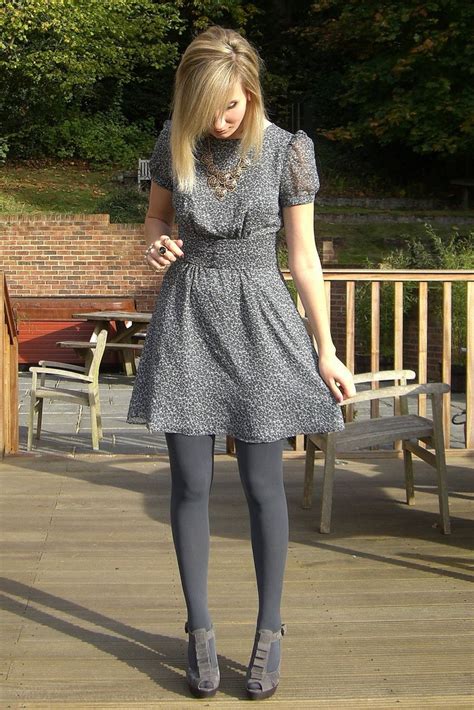 gray dress and tights this is so cute styled by