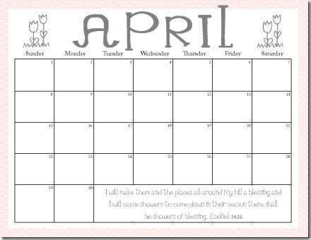 printable april calendars printables pinterest