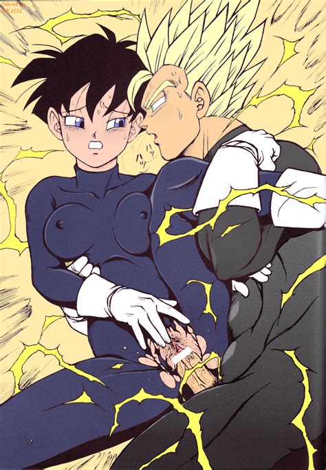 rule 34 black hair blonde hair blue eyes canon couple censored clothed sex dragon ball dragon