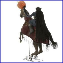halloween headless horseman animated sounds lighted jack  lantern   christmas decor world