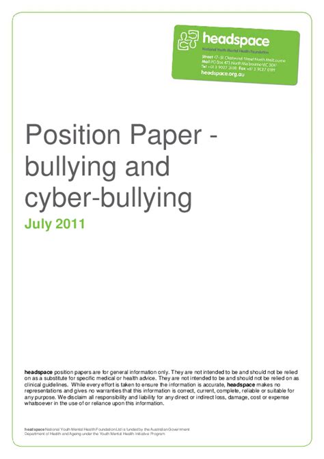 position paper bullying  cyber bullying rhytg rgrg