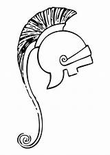 Helmet Greek Coloring Drawing Printable Mythology Warrior Armor Outline Large sketch template
