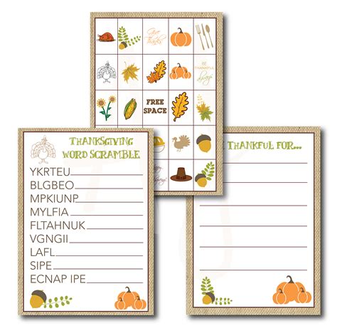 thanksgiving  printable games