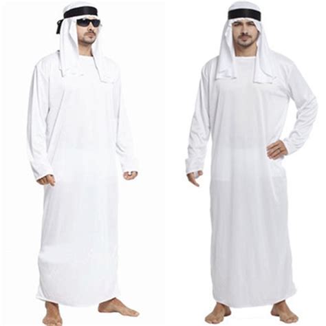 Men Dubai S Ruler Halloween Costumes Adult Men White Arab Robe Arabian