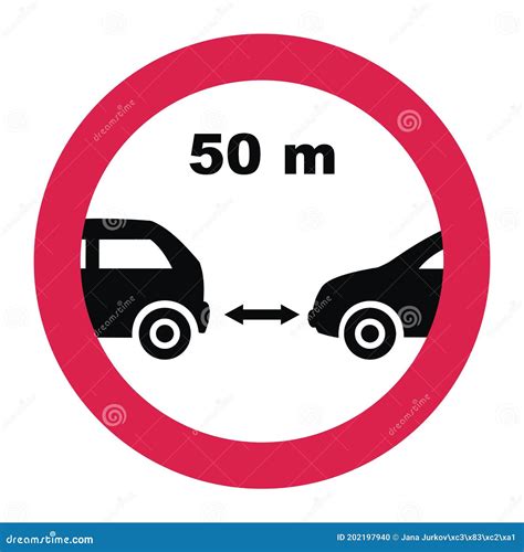 safe minimum distance  cars road sign eps stock vector