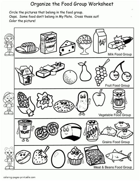healthy food coloring page worksheets worksheets