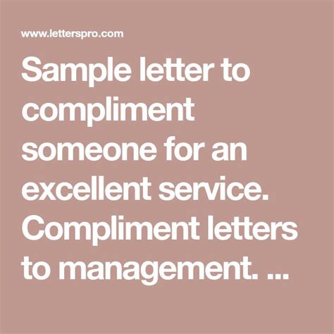 sample letter  compliment    excellent service