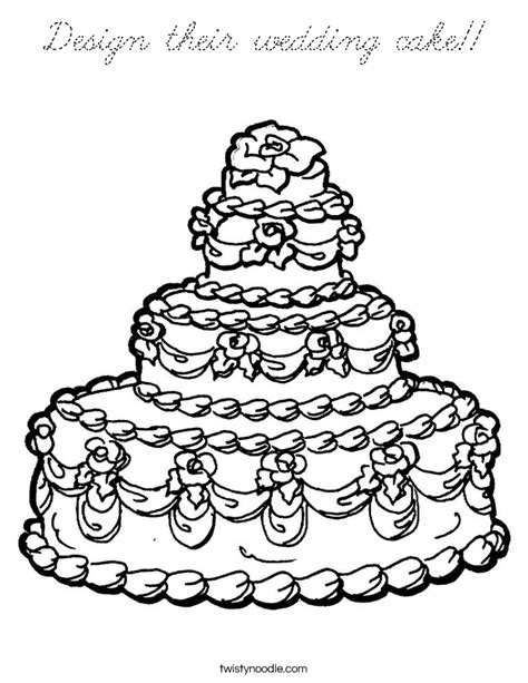 design  wedding cake coloring page cursive twisty noodle