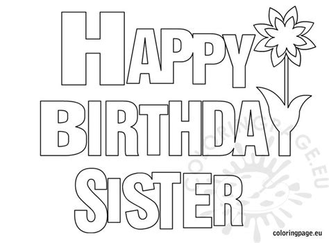 happy birthday sister coloring page coloring page