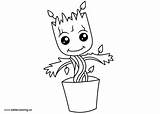 Groot Baby Drawing Line Coloring Pages Kids Printable Adults Color sketch template