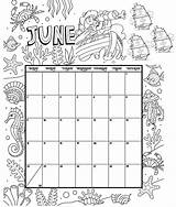 Coloring Pages Calendar Printable June Colouring sketch template