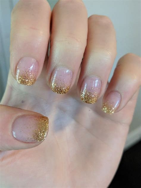 Gold Glitter Sns French Manicure Nail Shimmer Glitter Tip Nails