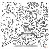 Huichol Coloring Abstract Figure Pages Printable Colouring Moon Template Haida Categories sketch template