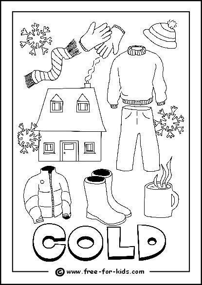 weather clothing coloring pictures  kids cold color