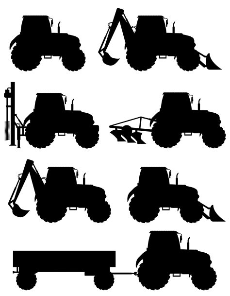 set icons tractors black silhouette vector illustration  vector