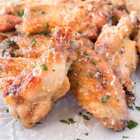 extra crispy oven baked chicken wings  garlic parmesan sauce borrowed bites