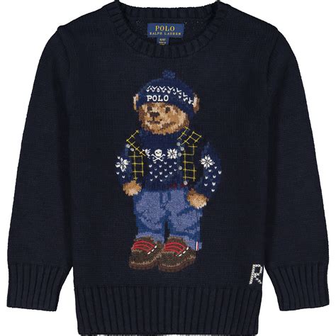 polo ralph lauren boys stylish teddy bear knit sweater  navy bambinifashioncom