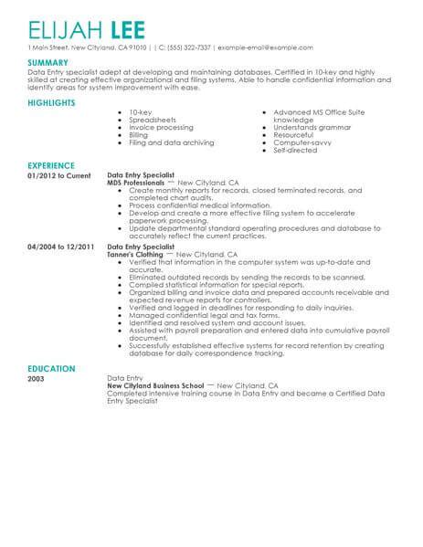 data entry clerk resume examples administrative livecareer