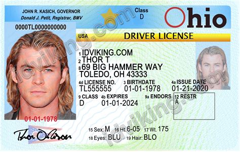 ohio  drivers license psd template  idviking