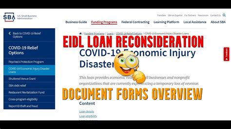 sba economic injury disaster loan reconsideration portal documents