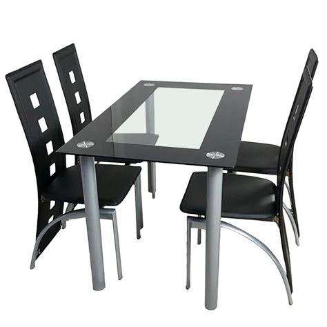 lyumo cm dining table set tempered glass dining table  pcs