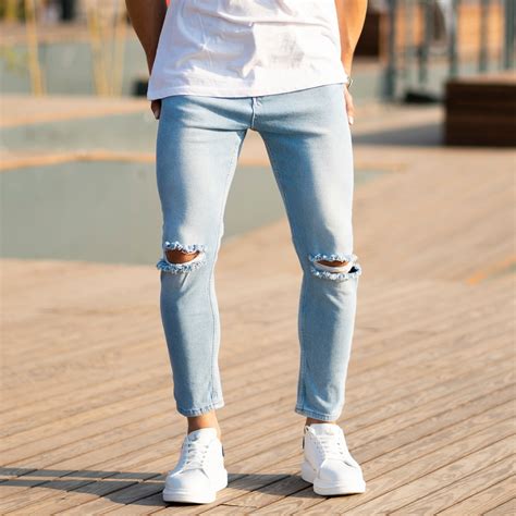 light blue jeans  holes cheaper  retail price buy clothing