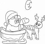 Santa Reindeer Coloring Sleigh Pages Christmas Sheet Drawing Printable Sheets Clipart Color Winter Getdrawings sketch template
