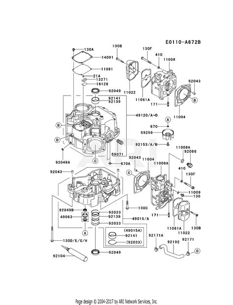 kawasaki fdv bs  stroke engine fdv parts diagram  cylindercrankcase