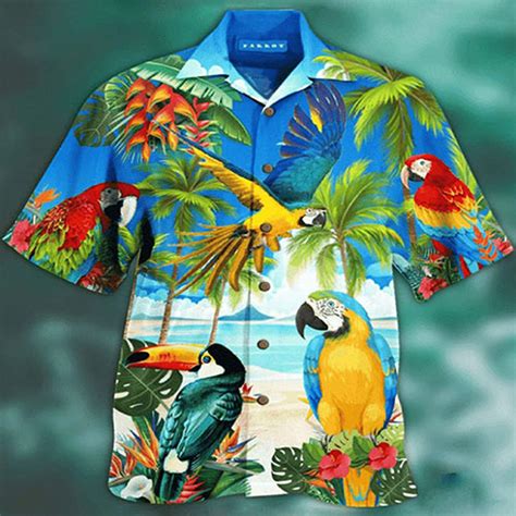 hawaiian shirts aloha parrot unisex hawaii shirt colorful etsy