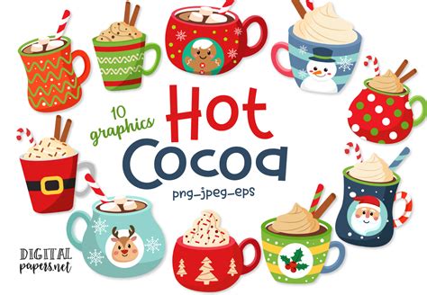 hot cocoa mugs graphic  dipa graphics creative fabrica