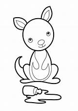 Kangaroo Baby Coloring Pages Cute Joey Coloring4free Printable Animals Pouch Visit Craft Kids Drawing Netart Animal sketch template