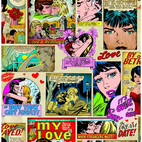 Marvel Avengers My Love Vintage Comic Strip Wallpaper Was