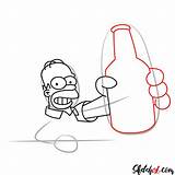 Beer Bottle Homer Duff Draw Step Sketchok Drawing Cartoons sketch template