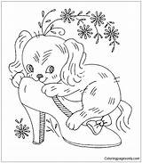 Shoe Pages Puppy Cute Coloring Color sketch template