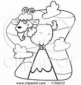 Goat Mountain Cartoon Atop Wild Coloring Clipart Thoman Cory Outlined Vector Surface Looking Cute Over sketch template