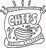 Food Coloring Pages Junk Color Clipart Potato Chips Printable Kids Library Colouring Fast Popular sketch template