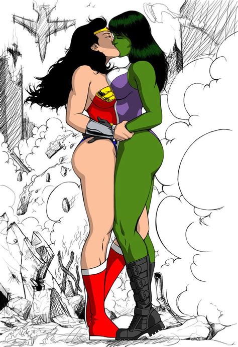 xxx wonder woman kisses she hulk crossover comic book lesbians luscious
